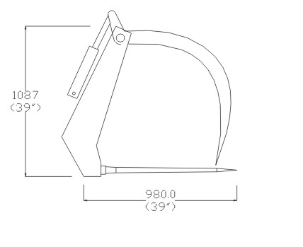 drawing of manure fork with grapple